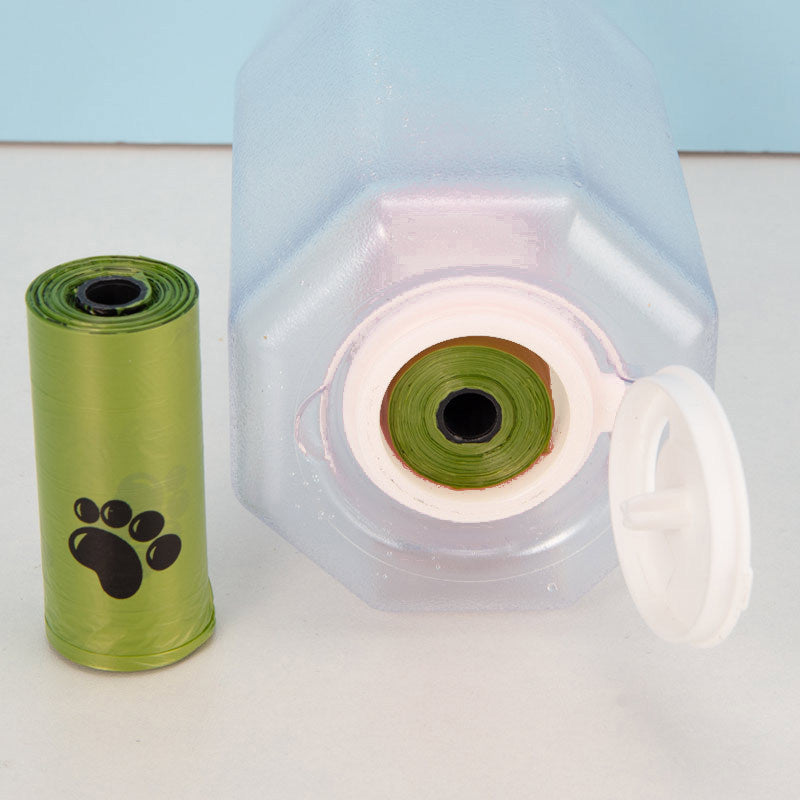 🐾 3-in-1 Portable Pet Water Bottle, Food Feeder & Poop Bag Dispenser