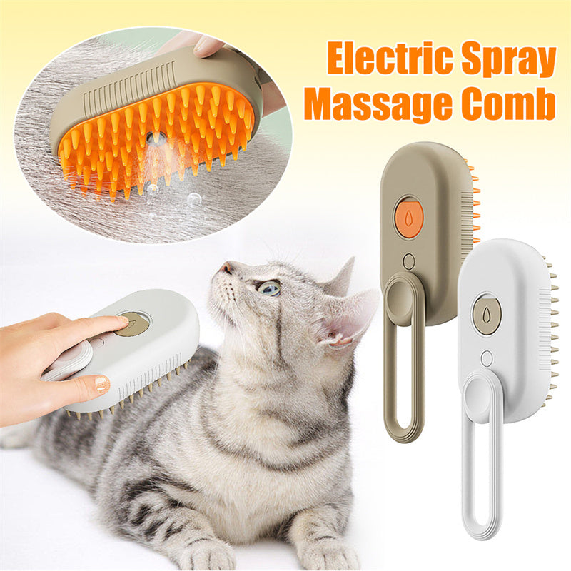 3-in-1 Cat & Dog Steam Brush – Electric Spray Grooming Comb