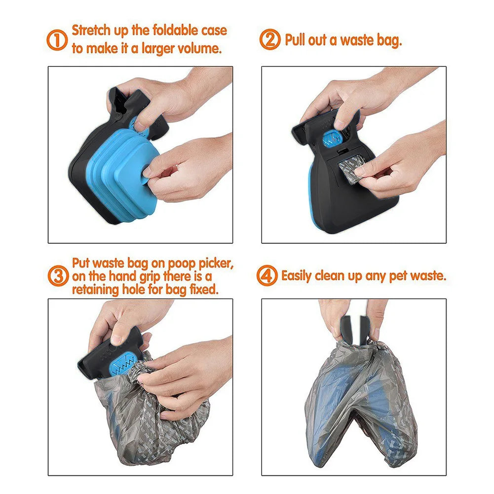 Foldable Dog Pooper Scooper with Decomposable Bags – Easy & Hygienic Waste Cleanup