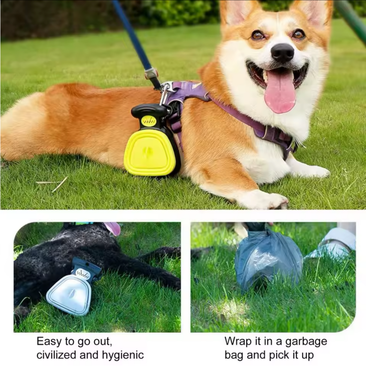 Foldable Dog Pooper Scooper with Decomposable Bags – Easy & Hygienic Waste Cleanup