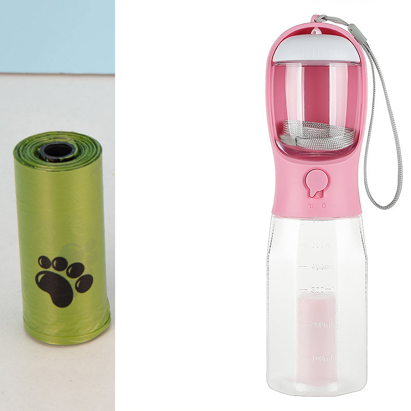 🐾 3-in-1 Portable Pet Water Bottle, Food Feeder & Poop Bag Dispenser