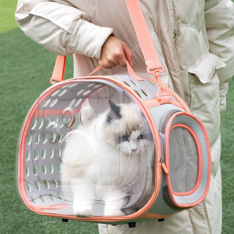 Pet Cat Transparent Space Capsule Backpack – Stylish & Breathable Travel Carrier! 🐱🎒✨