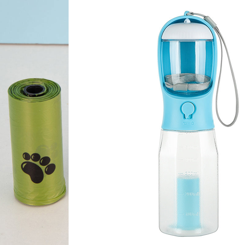 🐾 3-in-1 Portable Pet Water Bottle, Food Feeder & Poop Bag Dispenser