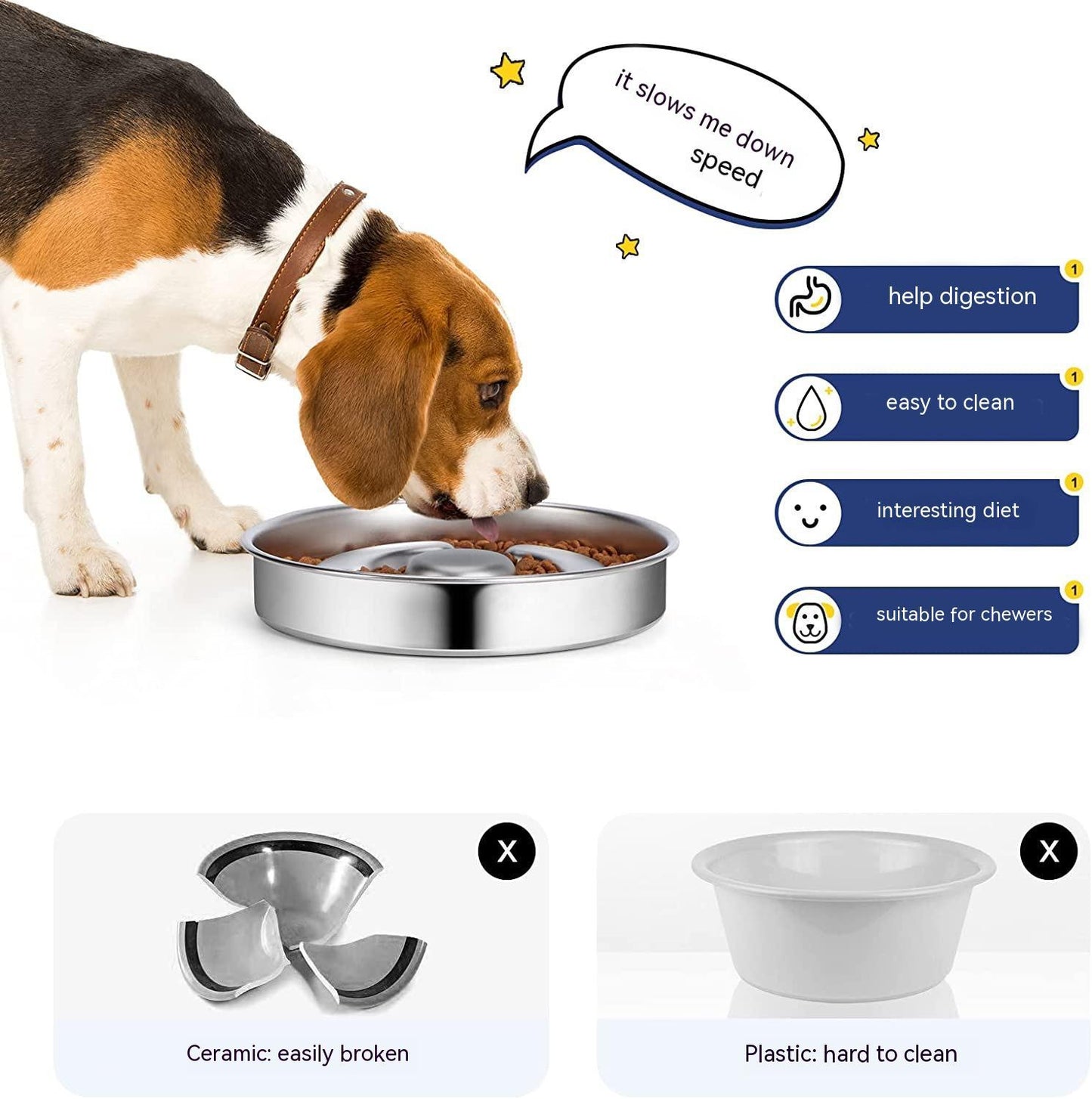 Stainless Steel Slow Feeder Bowl – Protects Neck & Aids Digestion! 🐶🐱🍽️